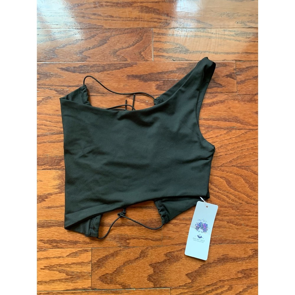 DO MY SELF Black One-hand Crop Top Size S NWT